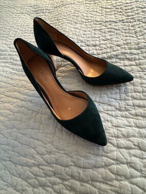 J. Crew Green Suede D'Orsay Heels